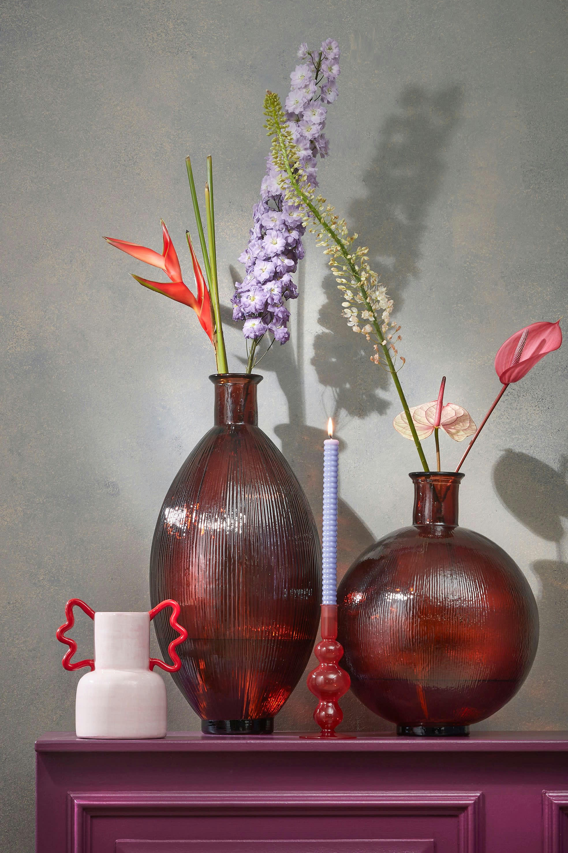 FIRENZA - Vase bouteille en verre recyclé marron foncé H42