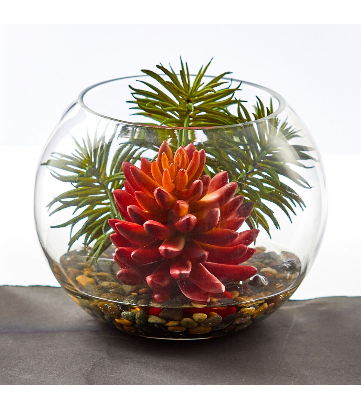 Nearly Natural 8 Succulent Artificial Plant in Round Vase
