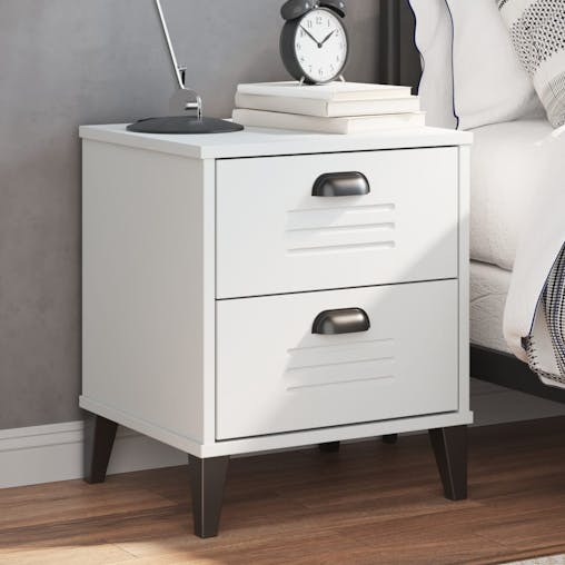 NNEVL Bedside Cabinet VIKEN White Solid Wood Pine