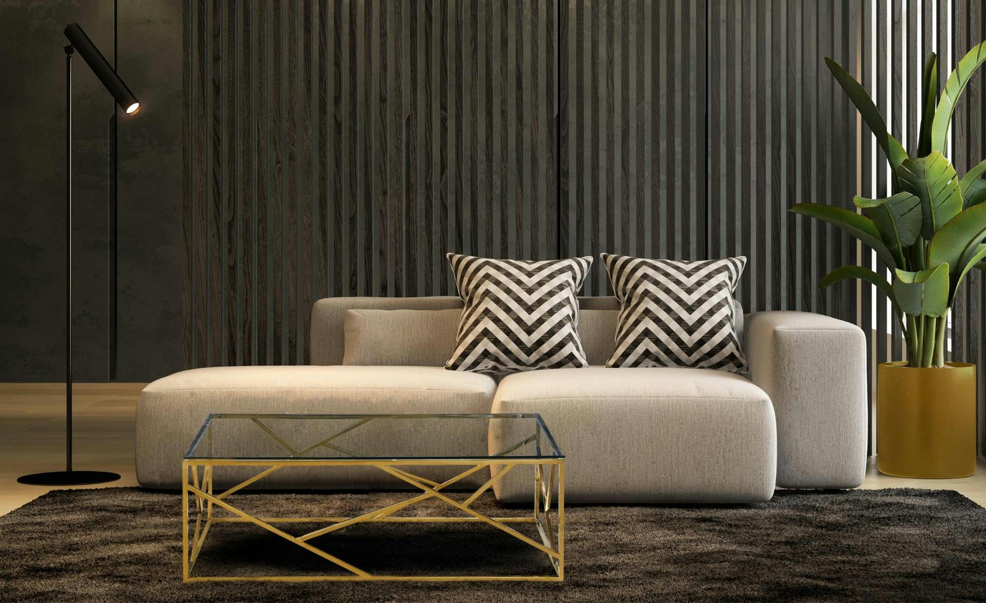 OP - Table basse opéra en verre transparent et pieds or