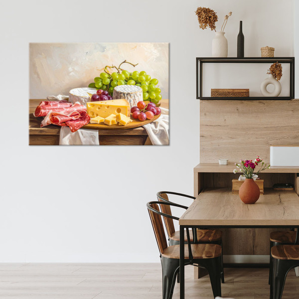 Obraz do kuchni jadalni restauracji, Deska wędlin i serów 30x20