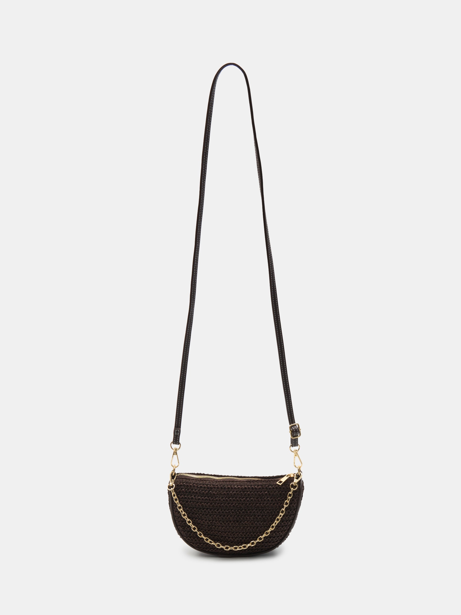 Mała torba crossbody z plecionką i łańcuszkiem