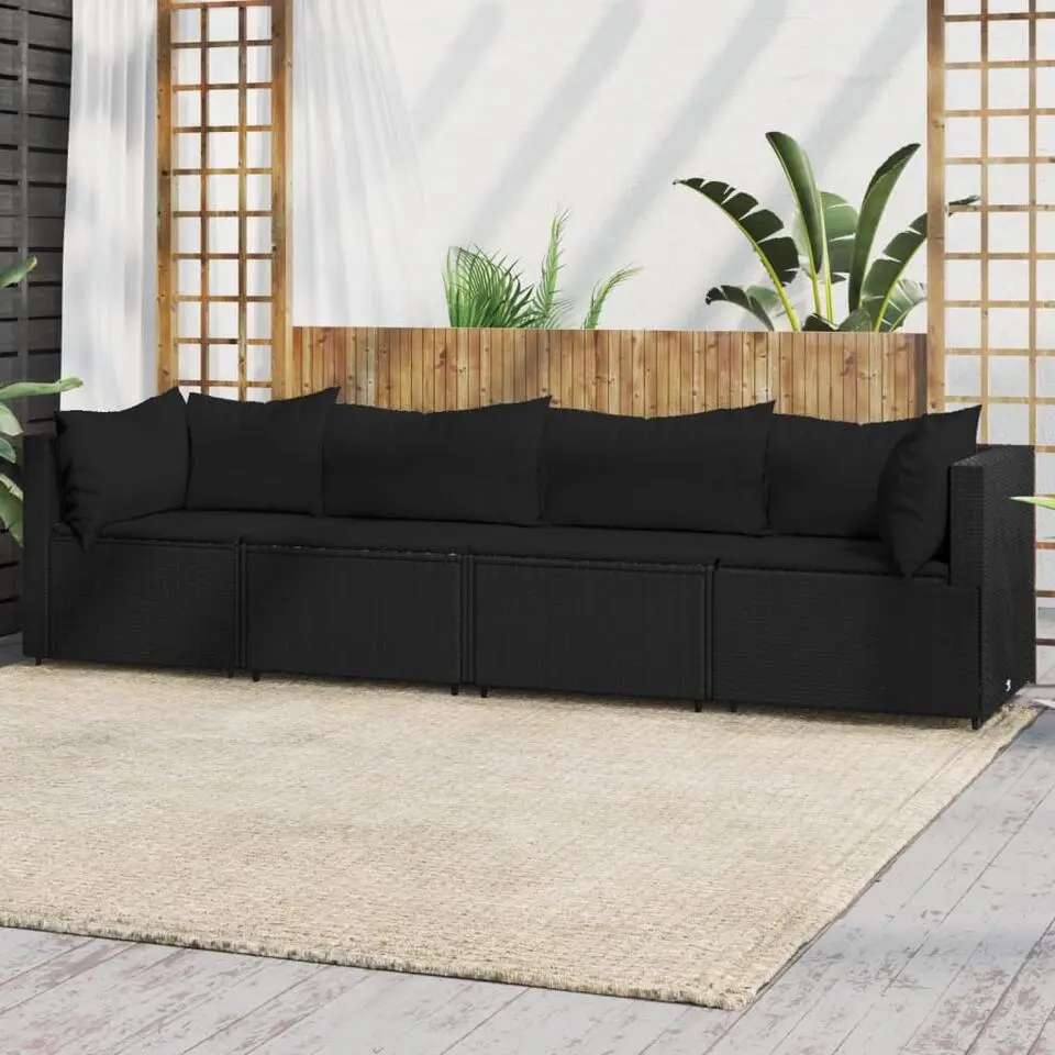 vidaXL - Loungeset - Zwart - Poly rattan