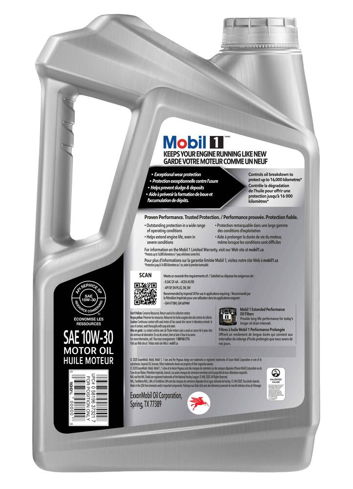 Mobil 1™ 10W30 Synthetic Engine/Motor Oil, 4.73-L