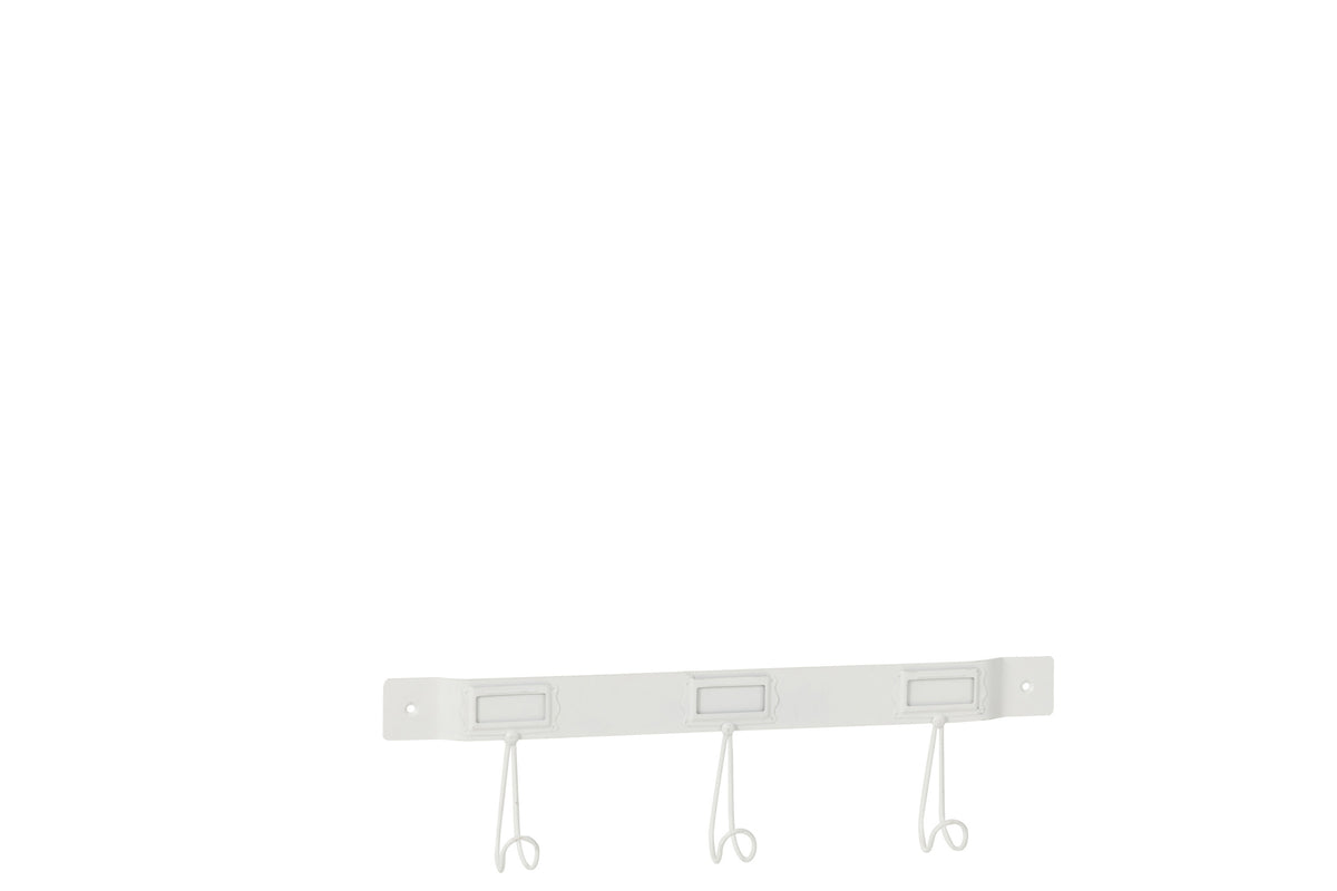 J-Line kapstok 3 Haken - metaal - wit - small