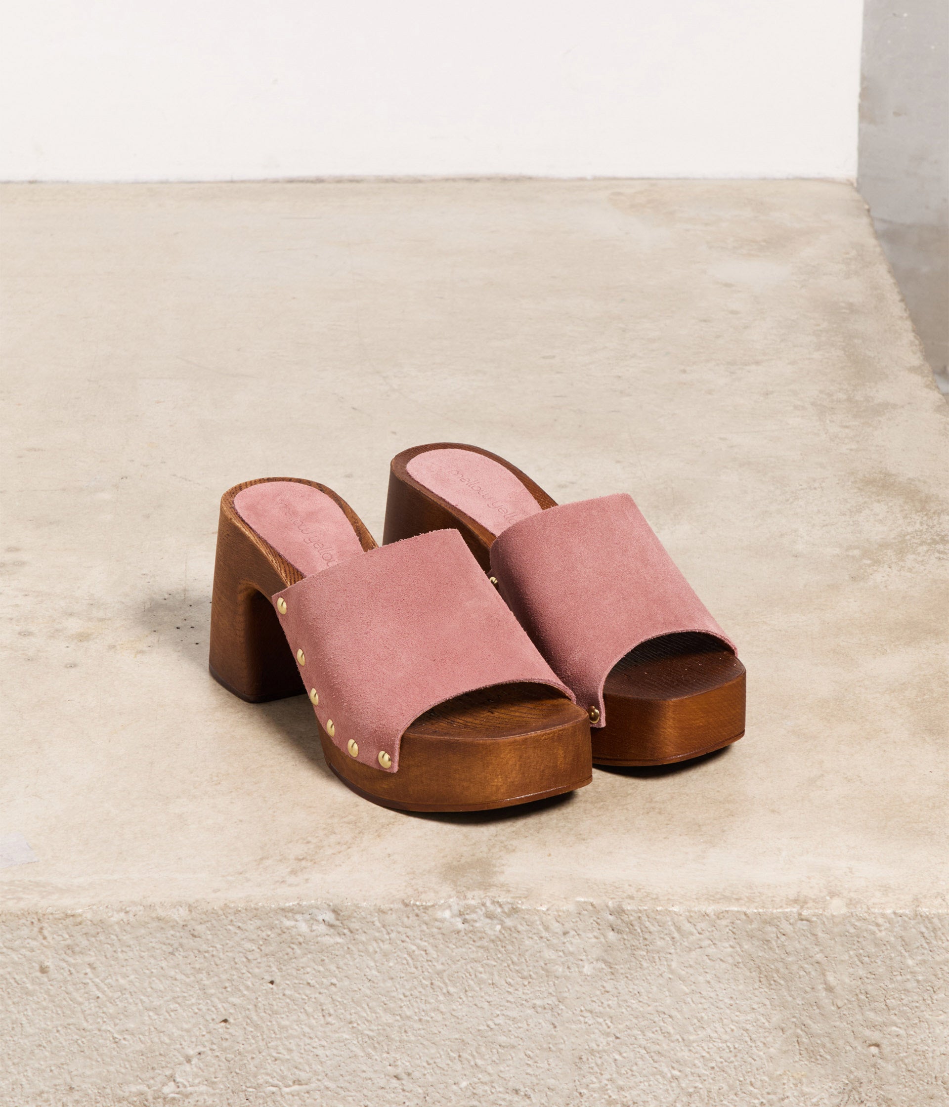 Mules en cuir rose Texas