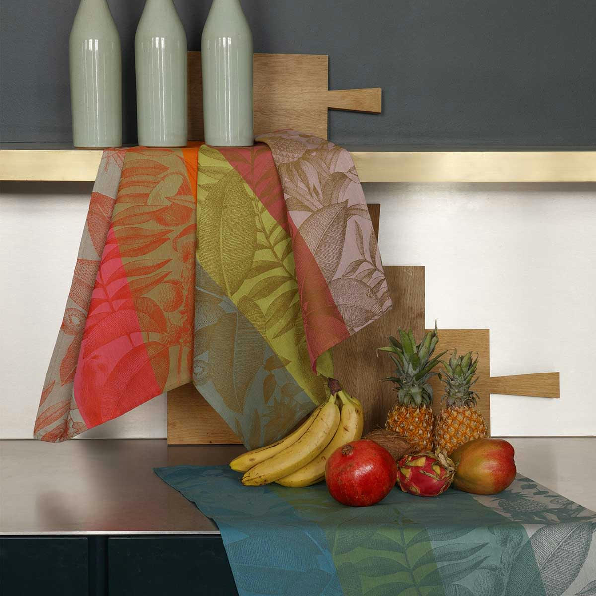 FRUITS EXOTIQUES - Torchon en coton passion 60 x 80