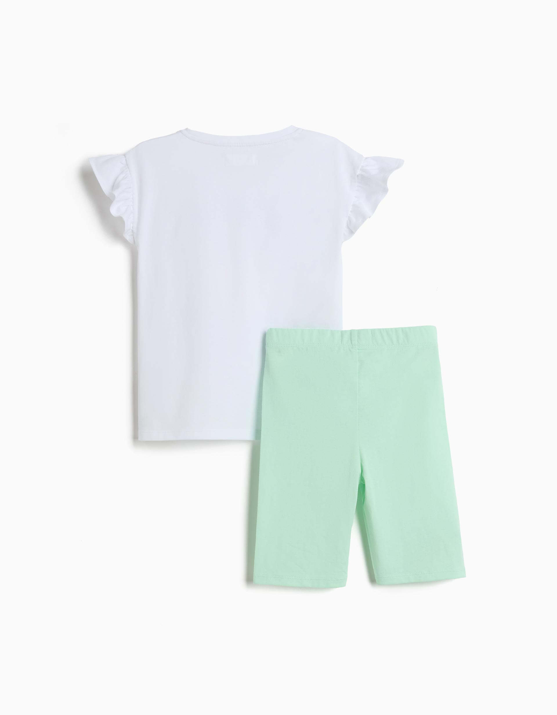 Conjunto T-shirt e Leggings, Menina, Branco