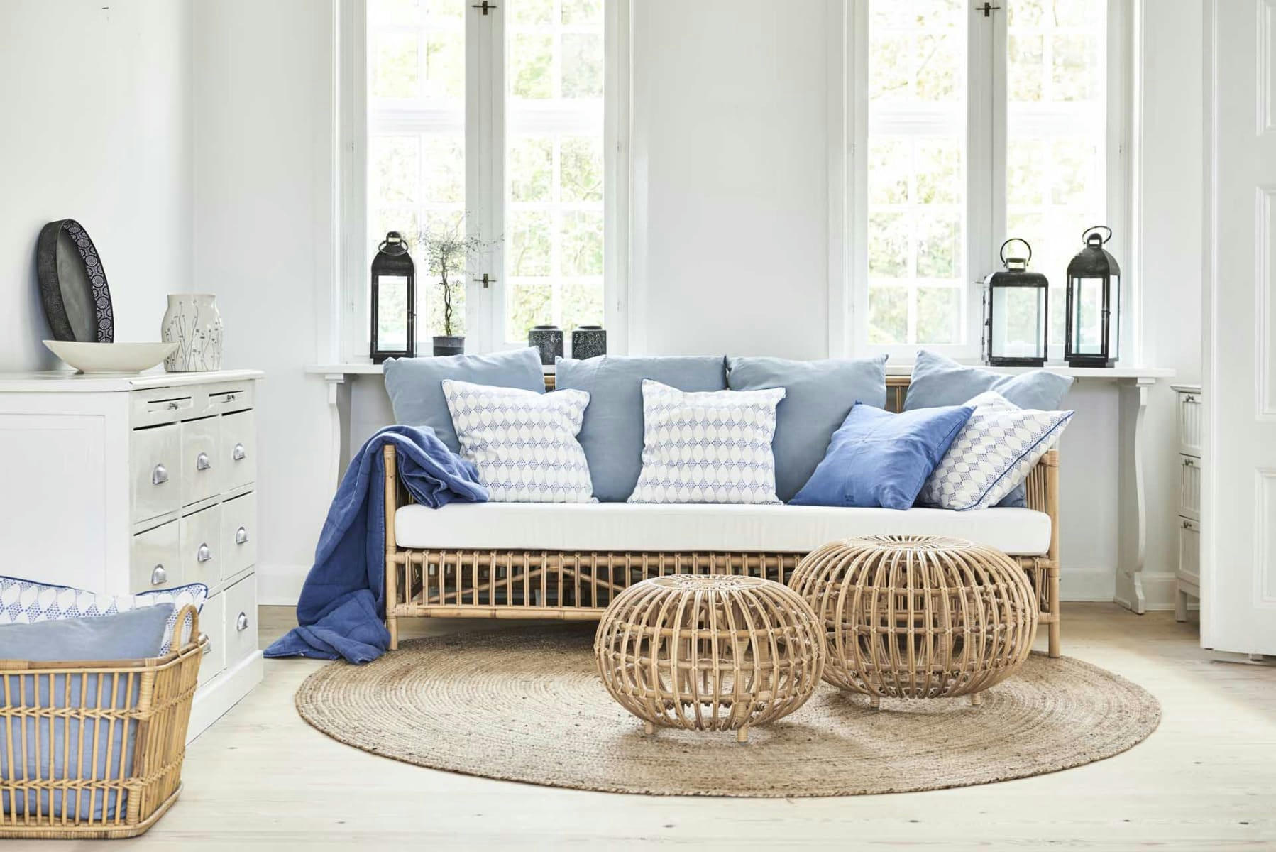 CAROLINE - Canapé 3 places en rotin naturel brut