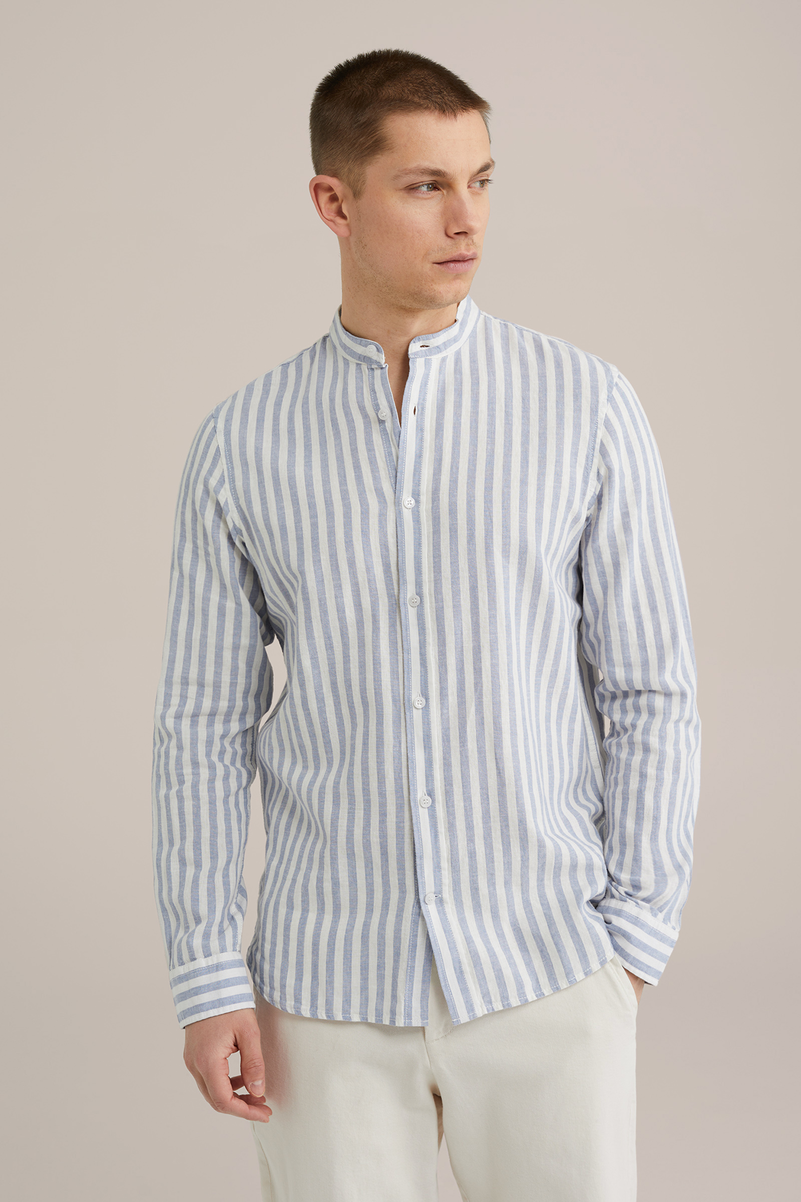 Heren Regular fit overhemd van linnenmix