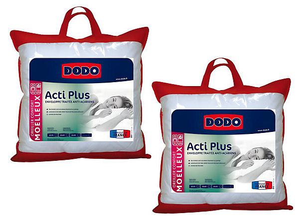 Lot de 2 oreillers DODOanti allergies - 65x65 cm - ACTI PLUS II