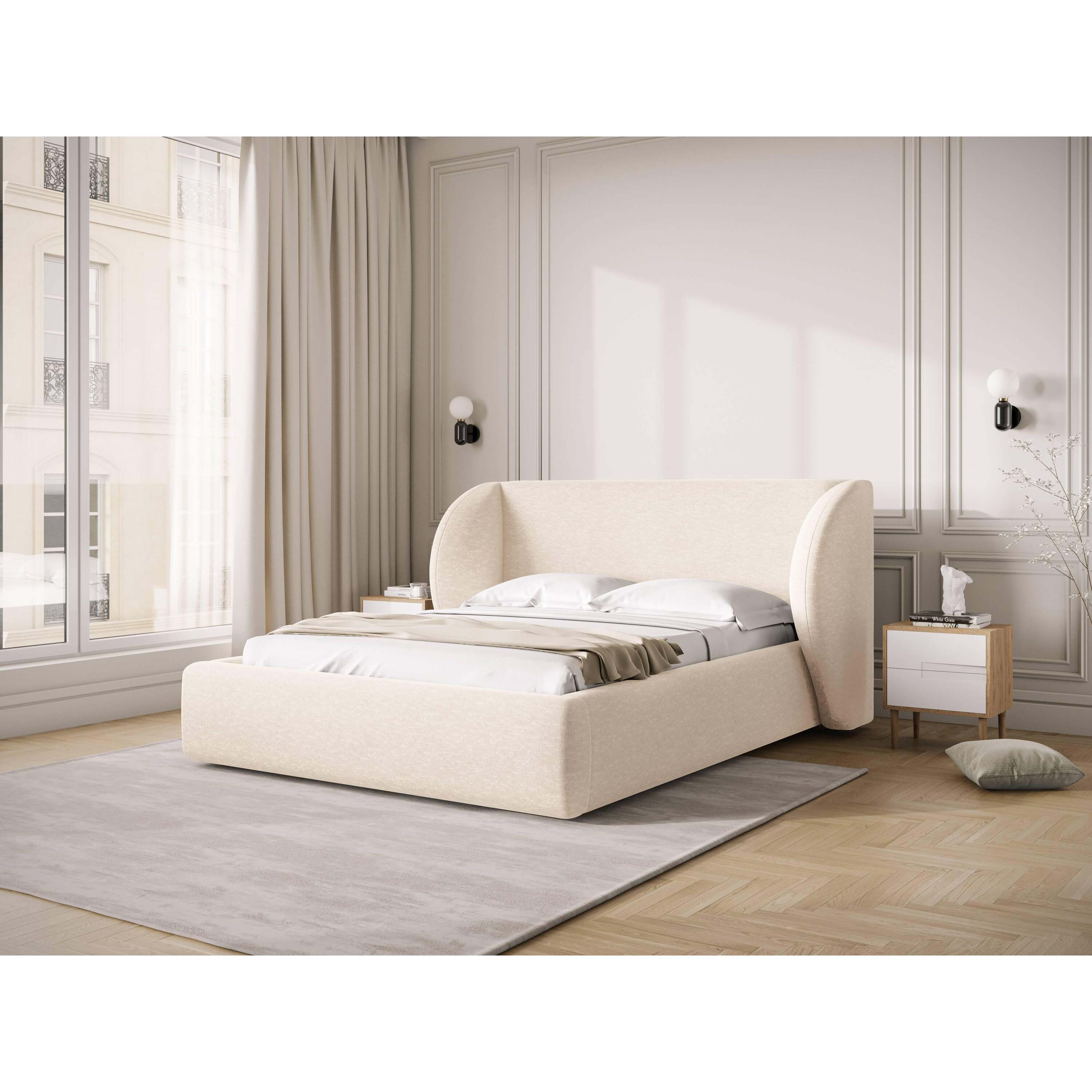Micadoni Bedframe Miley met Opbergruimte - 200 x 200 cm - Chenille - C