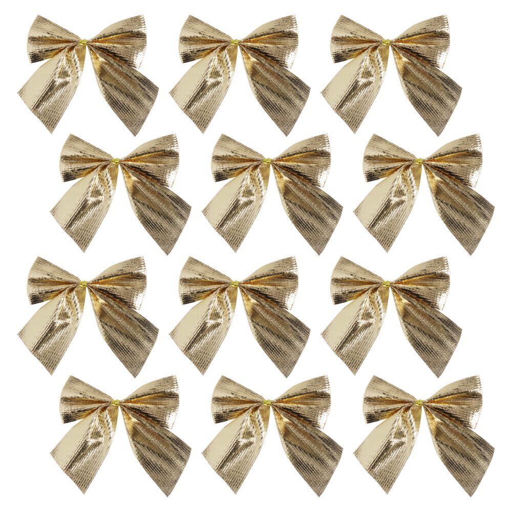 Décoration de No&euml;l mini noeuds brillant 12 pièces 5,5x6cm (3 modèles)
