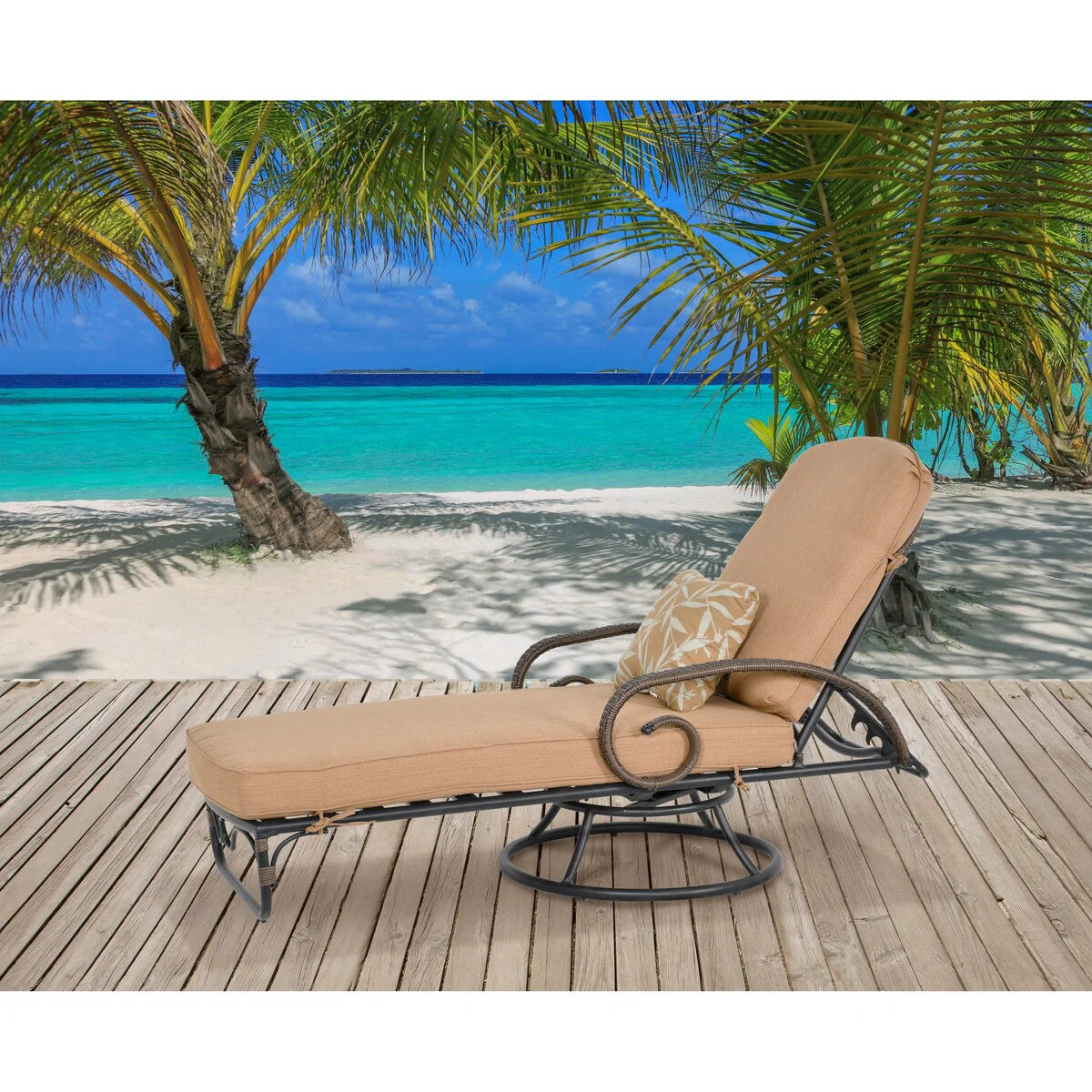 Grand Bonaire Weave Patio Motion Swivel Lounge with Cushion and Accent Pillow - N/A