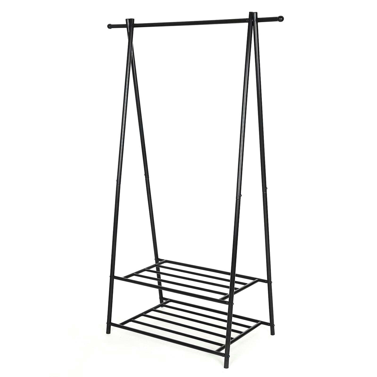 - Portant à vêtements étagères en acier noir
