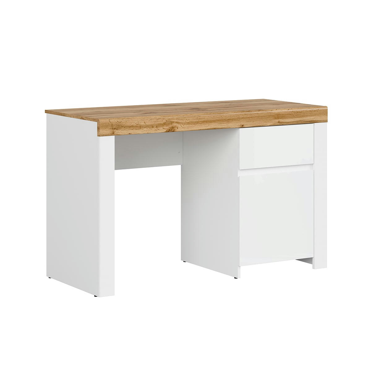 - Bureau 1 porte 1 tiroir blanc et naturel