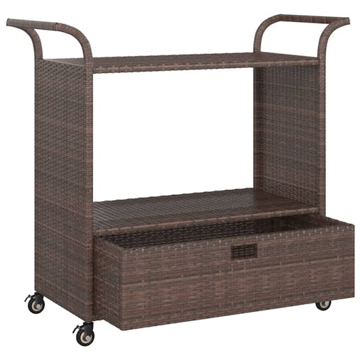 NNEVL Bar Cart with Drawer Brown 100x45x97 cm Poly Rattan
