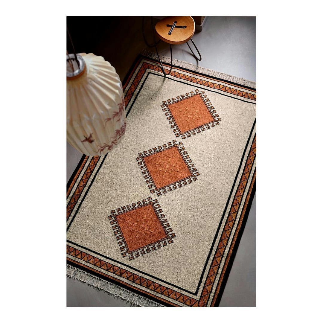 AFOUD - Tapis ethnique berbère en laine rouge 130x190