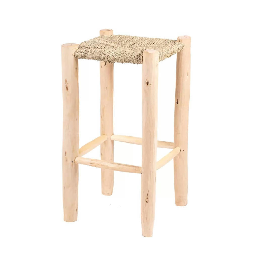 - Tabouret de bar - tabouret haut en bois et en corde