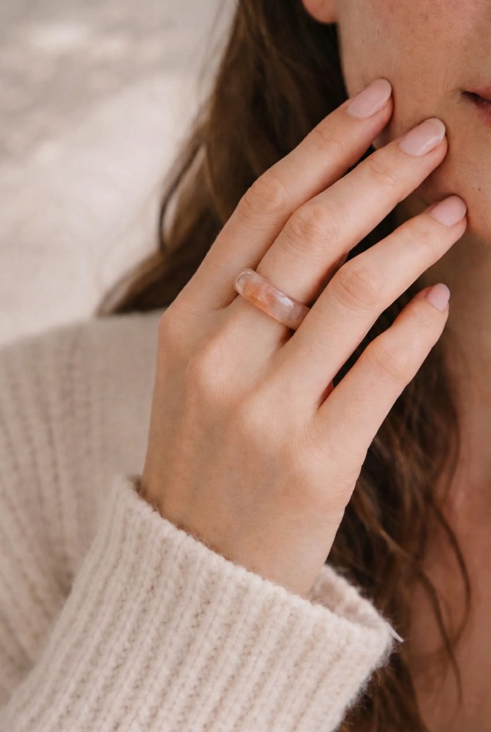 Peach Blossom — Pink Jade Stone Ring
