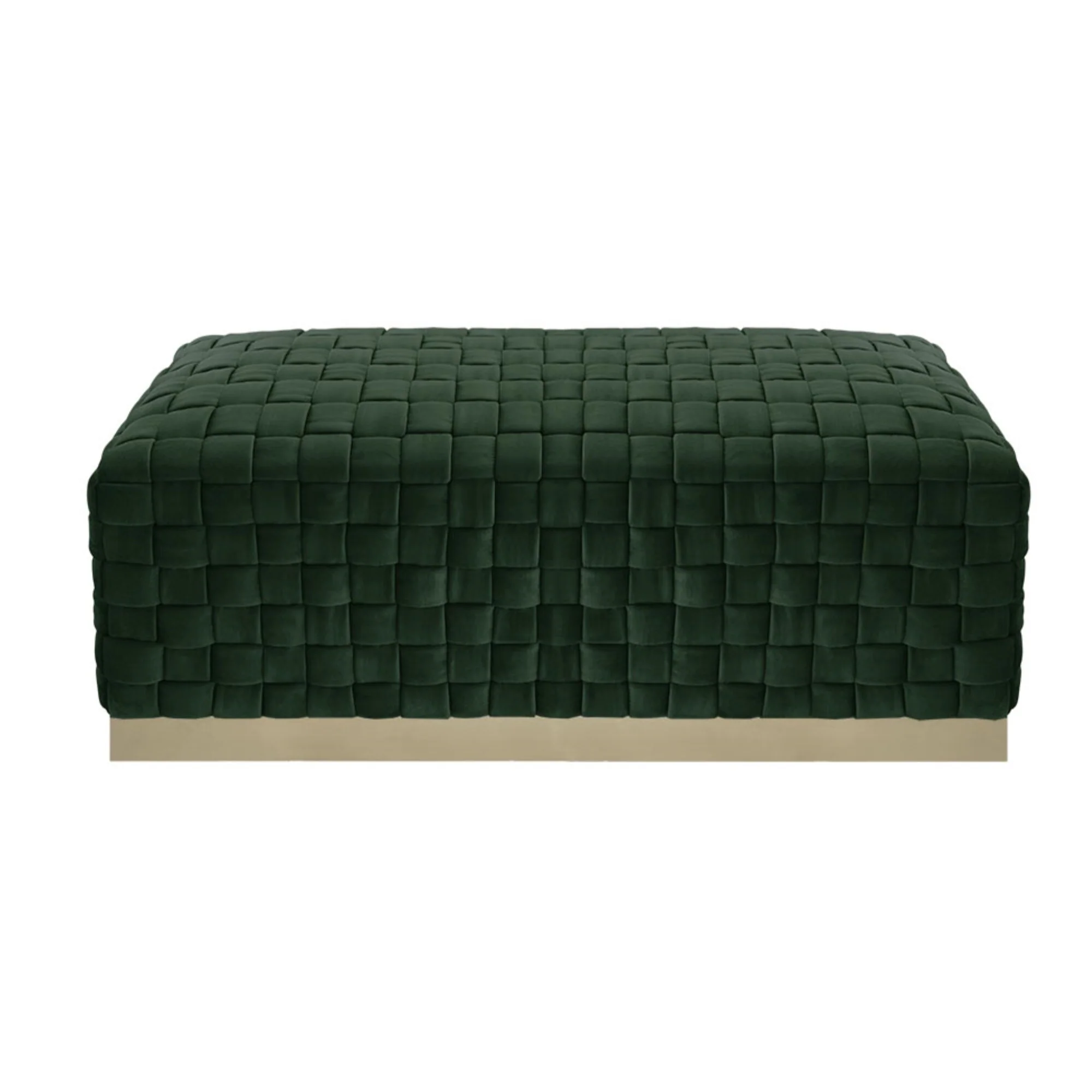 Gold Metal Legs Hunter Green Velvet Upholstered Bedroom Bench Solid Color - 17.3” D x 39.7” W x 17.3” H