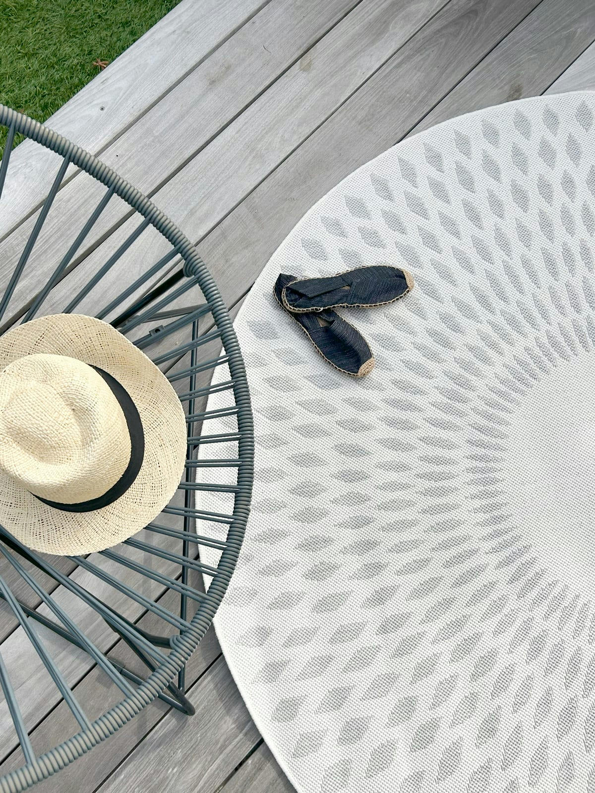 ILLUSION GRIS - Tapis intérieur extérieur rond losanges Gris 135x135, OEKO-TEX®