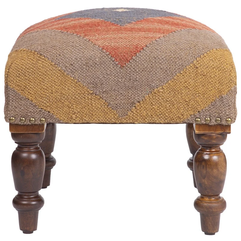 HERAT ORIENTAL Handmade Kilim Upholstered Footstool