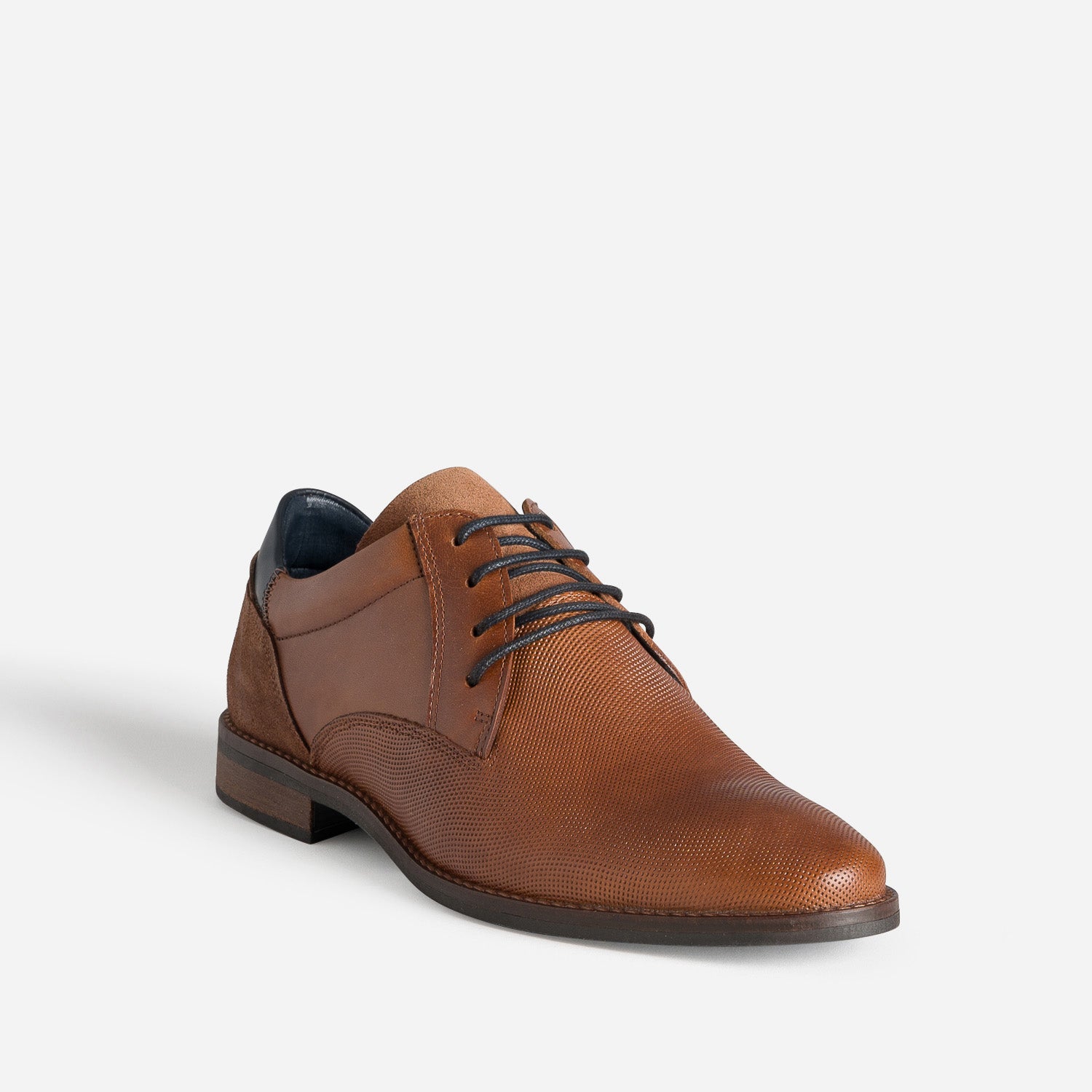 Derby cognac cuir embossé