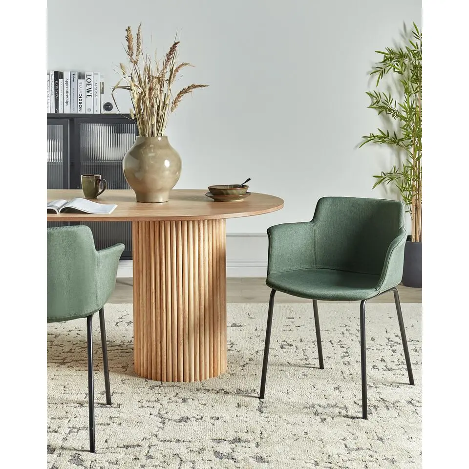 BELFIELD - Eetkamerstoel set van 2 - Groen - Stof