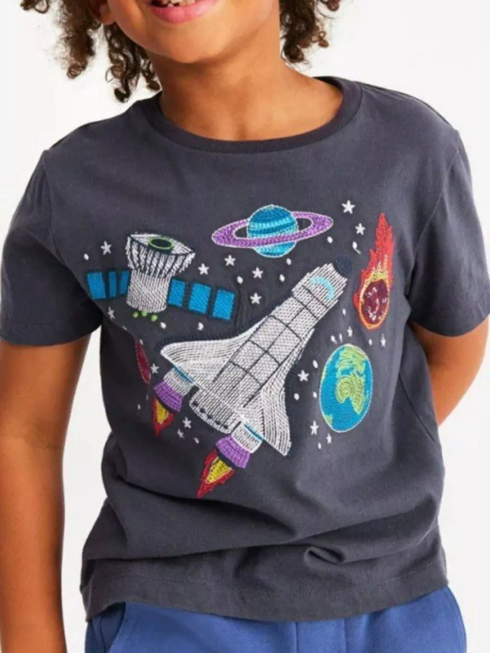 Children's Space Adventure Round Neck T-Shirt