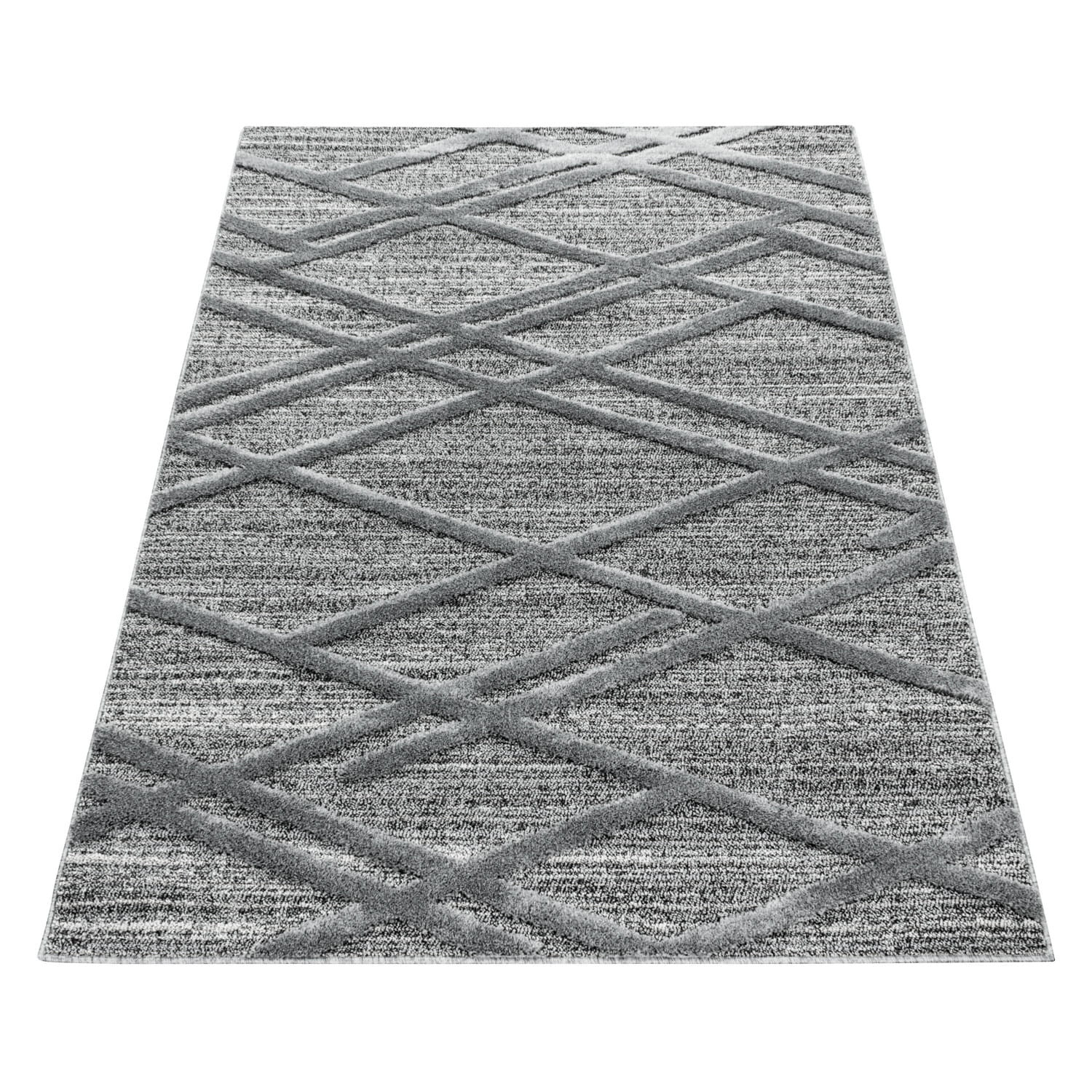 Dywan nowoczesny 3D La Casa krata szary 60 cm x 110 cm