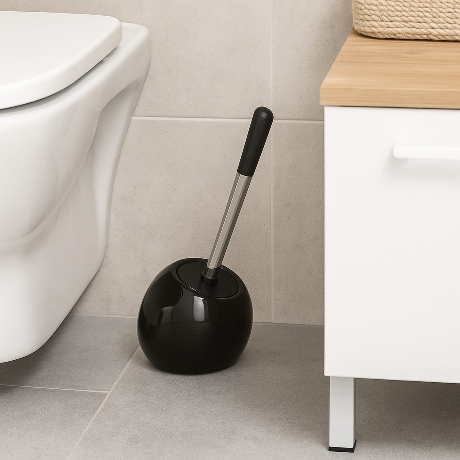Portascopino WC ceramica nero