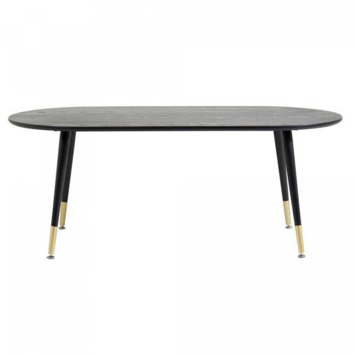 DALA - Table basse ovale en bois noir pieds dorés