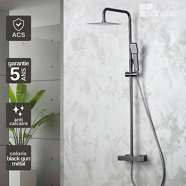 Colonne de Douche Thermostatique Anti-CalcaireBlack Gun Métal IMEX ART BTAR025/BGM