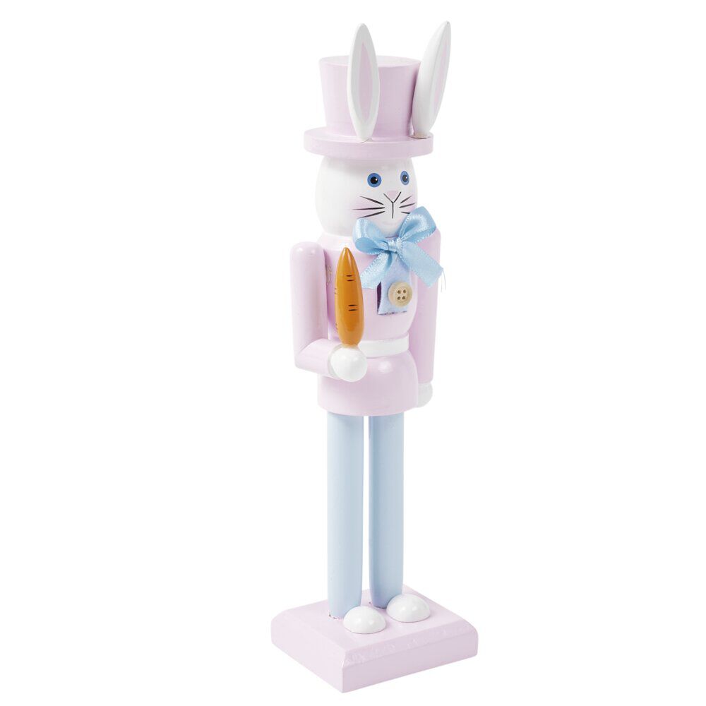 Décoration à poser lapin casse noisette pastel H25cm (2 modèles bleu ou rose)