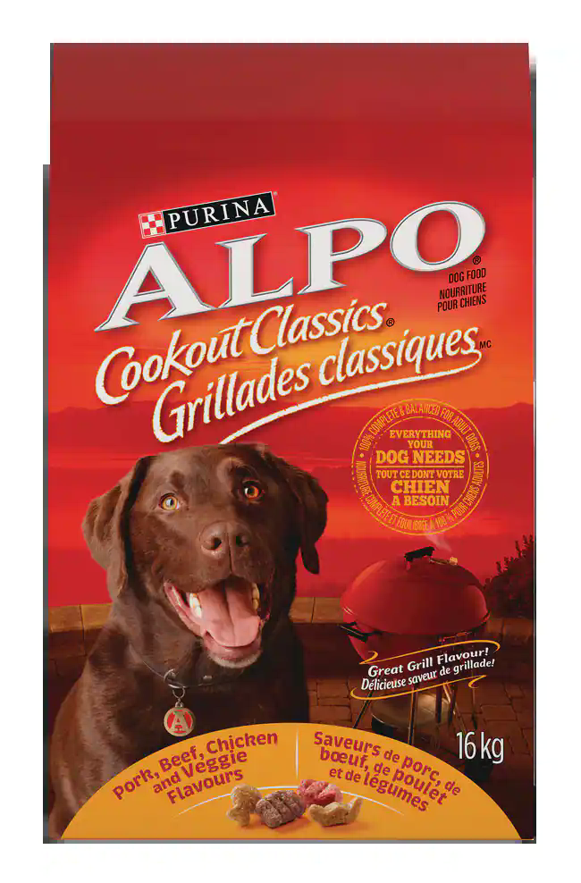 Purina AlPo Cookout Classics Pork, Beef, Chicken and Veggie Adult Dry Dog Food, 16-kg