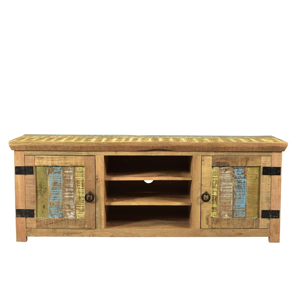 Handmade Suman Solid Mango Wood TV Console (India) - 60 x 18 x 22