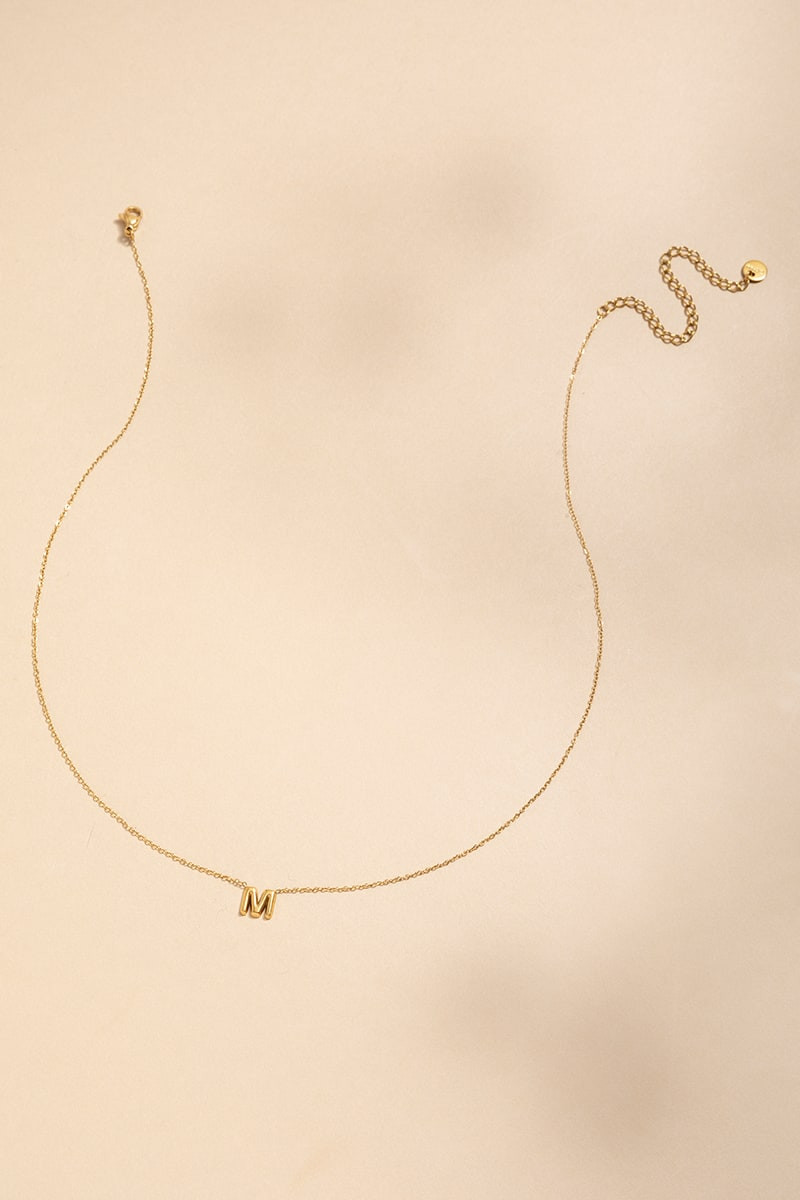 M Mini Initial Stainless Steel Pendant Necklace