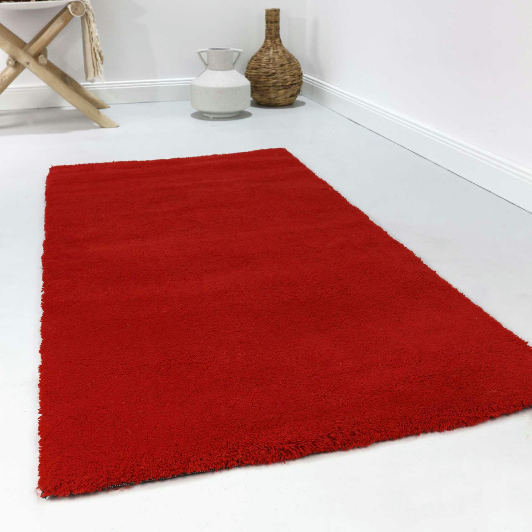 GREENWOOD RUG - Tapis à poil court pure laine vierge rouge 120x180
