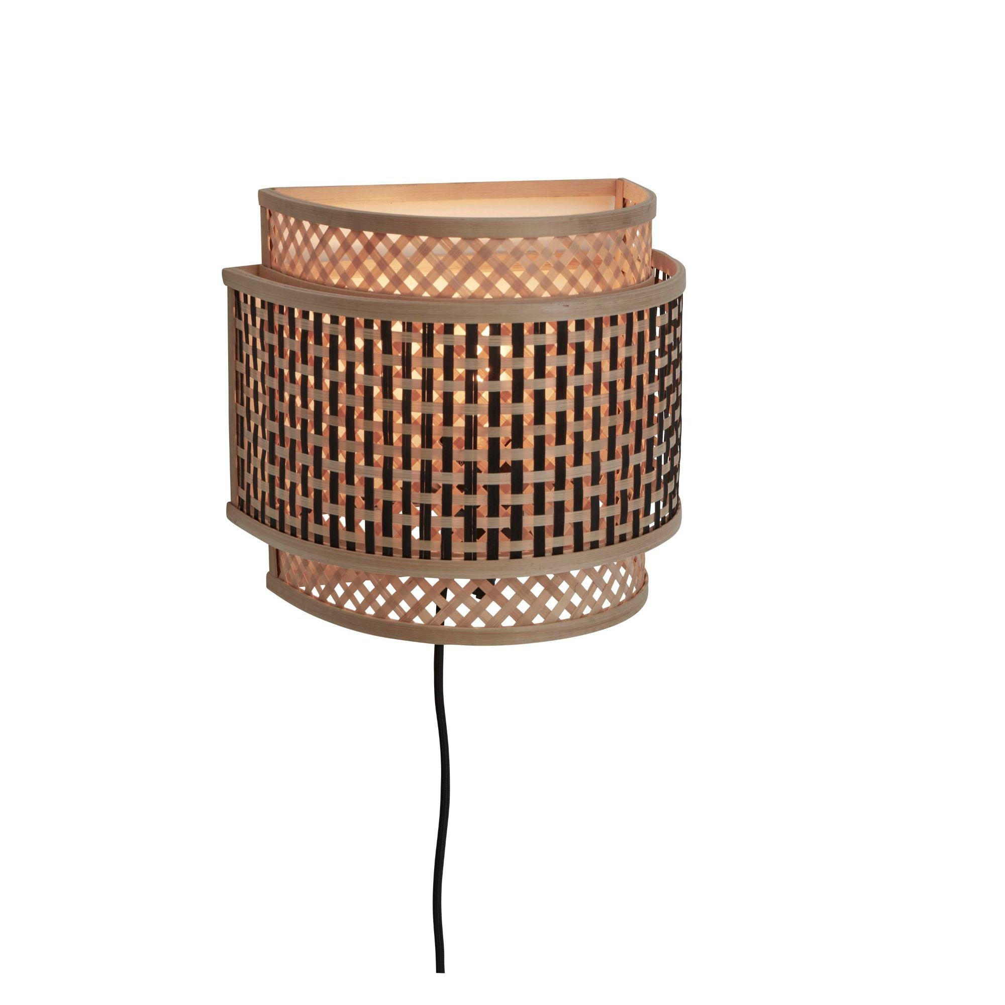GOOD&MOJO Wandlamp Bhutan - Bamboe Zwart - 24x12x21cm