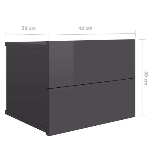 NNEVL Bedside Cabinet High Gloss Grey 40x30x30 cm Chipboard