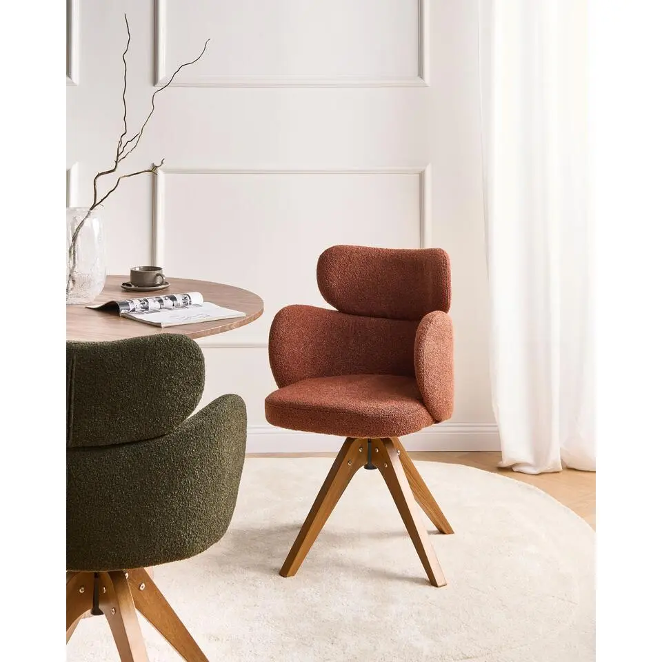 MARCY - Eetkamerstoel - Oranje - Boucl&eacute;