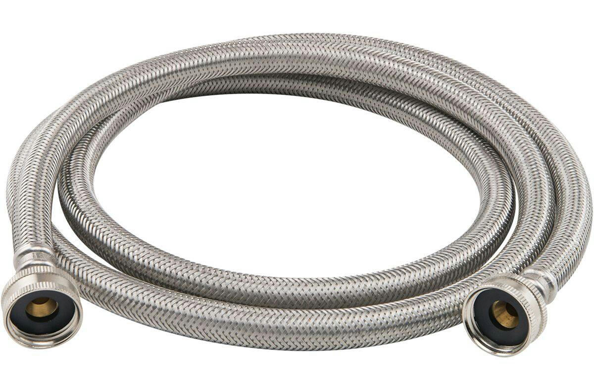 PlumbShop High Pressure Stainless Steel Washing Machine Hose, 72-in
