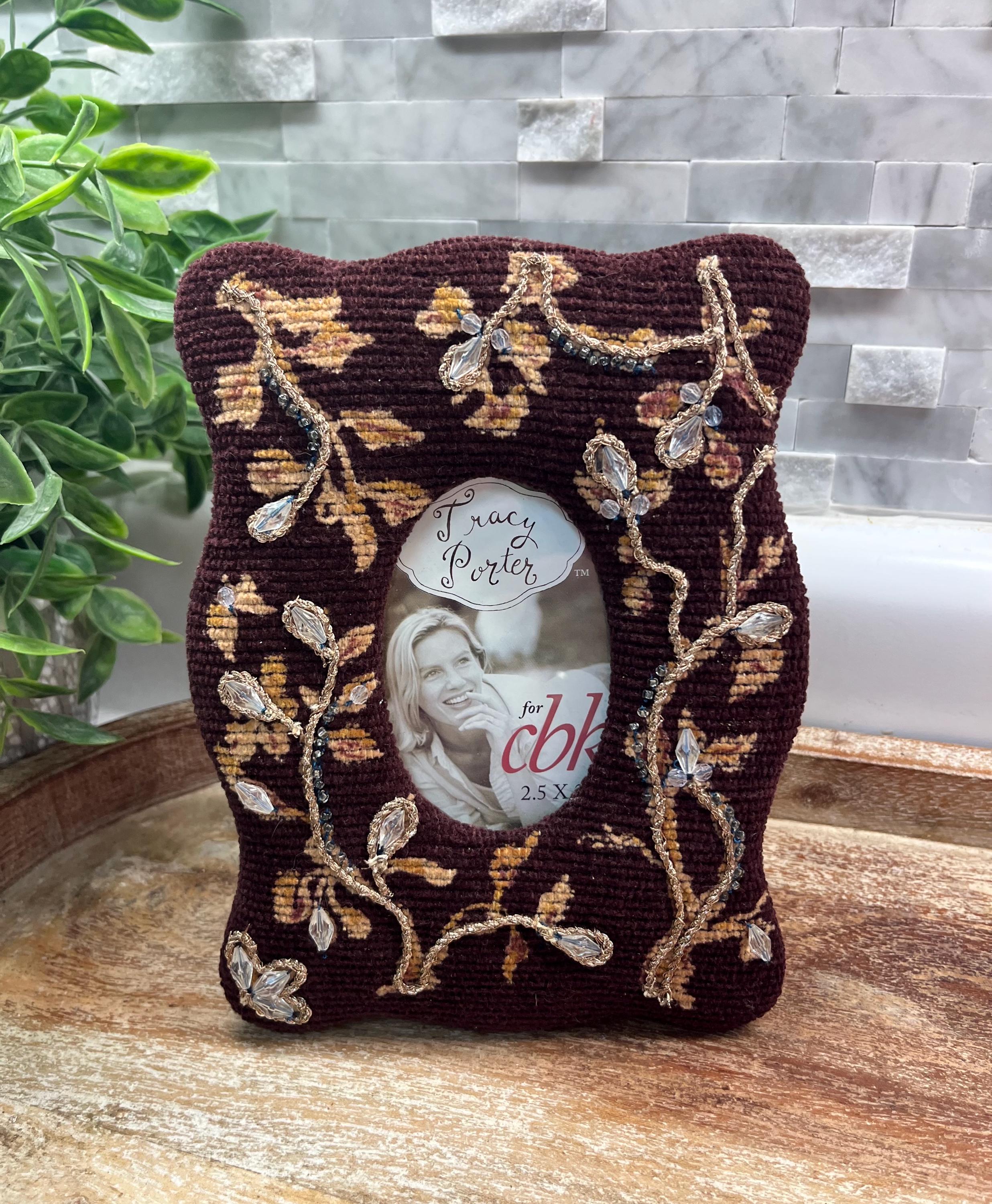 Tracy Porter for CBK beaded tapestry picture frame 2.5”x3.5” photo
