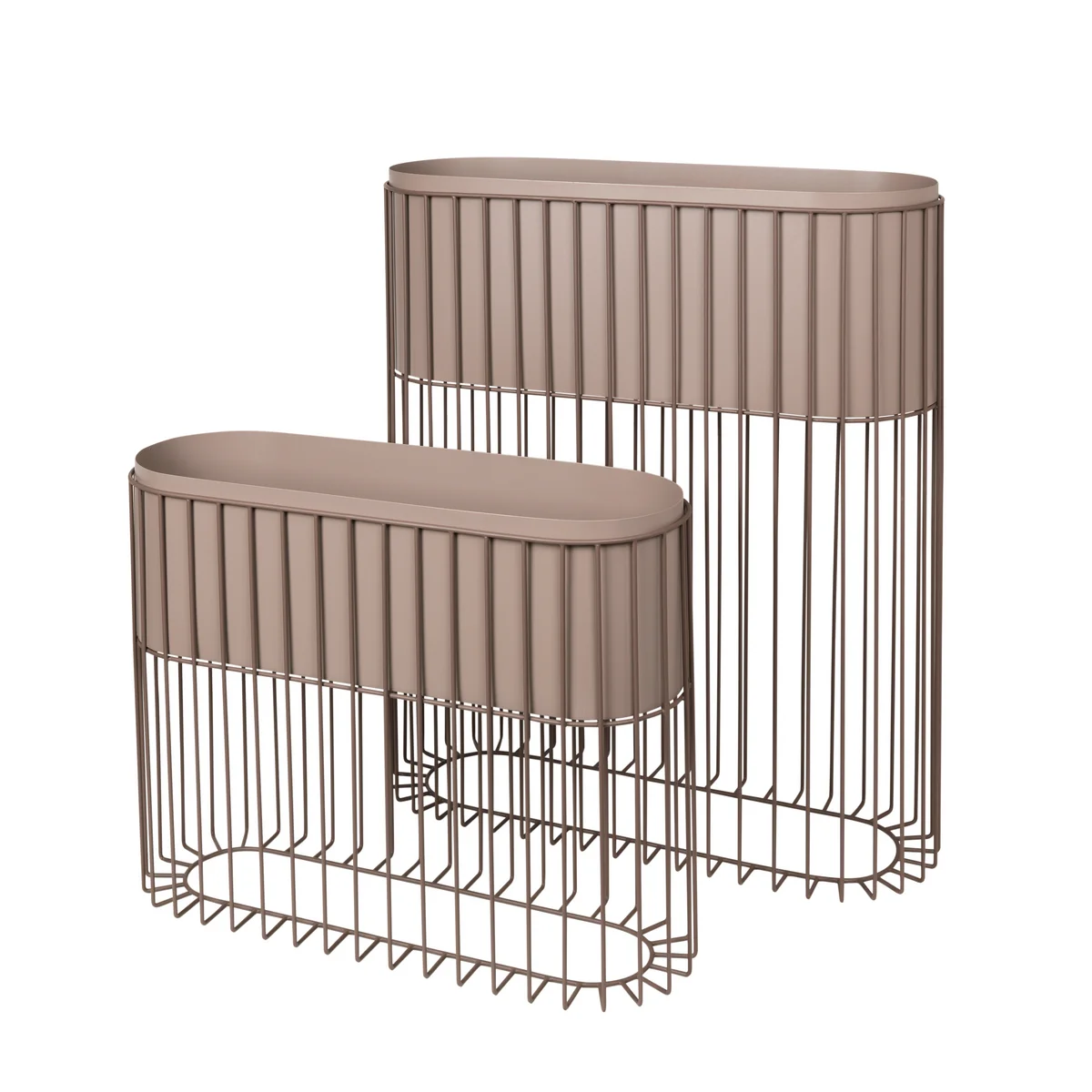 Broste Copenhagen - Fenja Gestell mit Übertopf (2er-Set), simply taupe / warm grey
