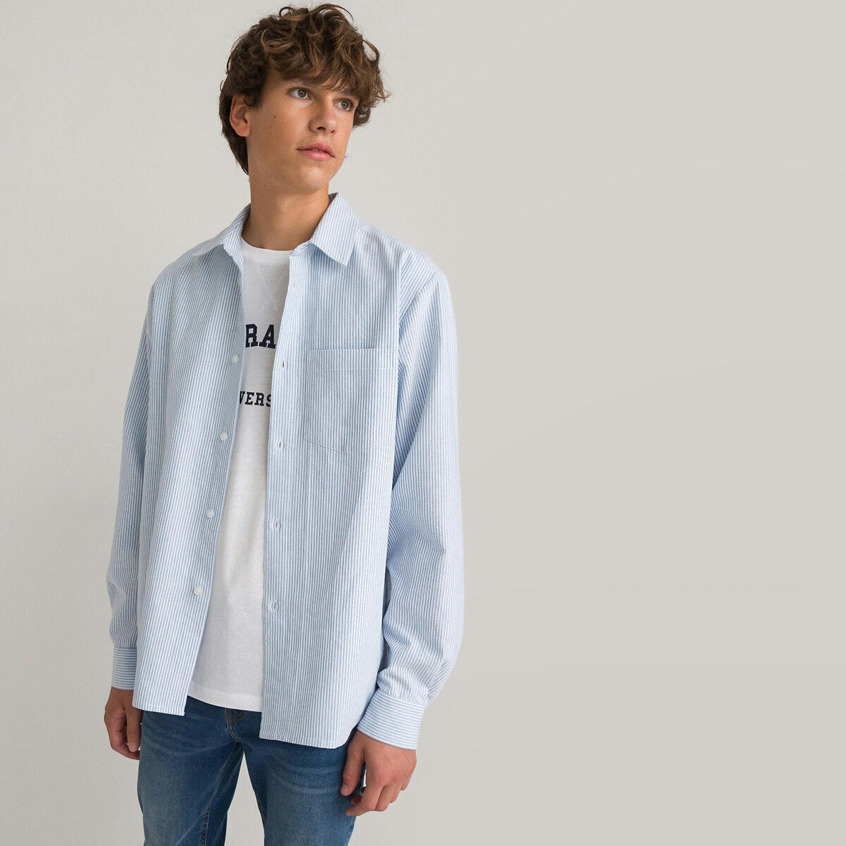 Chemise rayée à manches longues unisexe