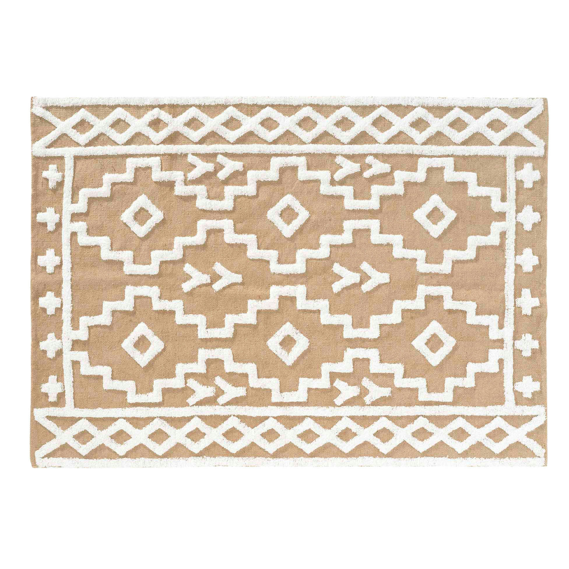 - Tapis rectangle en jute 120x170cm Blanc