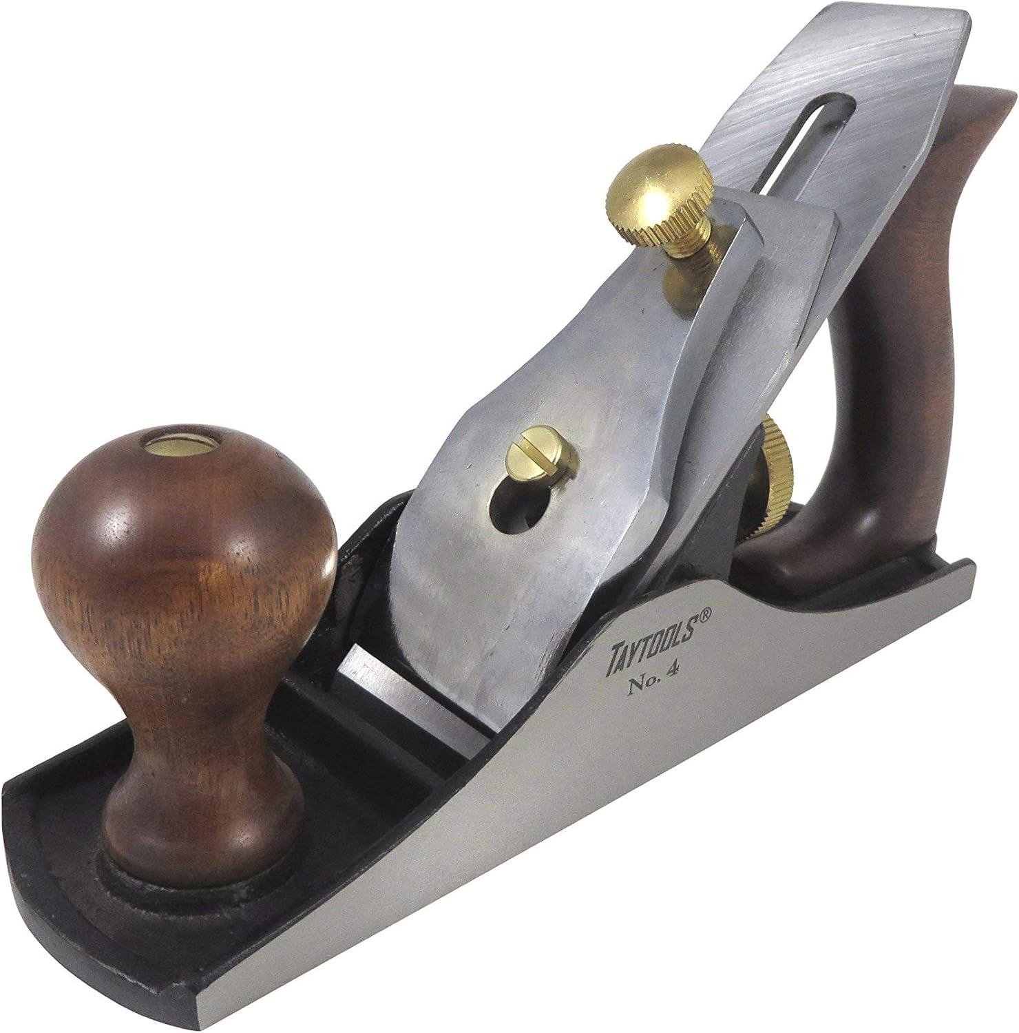 Taytools 469614 Smoothing Bench Hand Plane #4, 9-3/4 Inch Sole, Ductile Cast Body, Lapped Sides and Bottom, Blade RHC 55-60, Sapele Handle and Tote