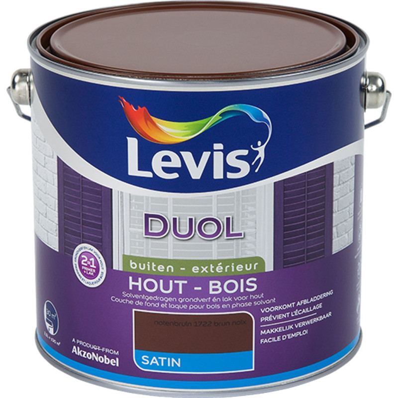 Laque pour bois Duol brun noix satinée 2,5 L LEVIS