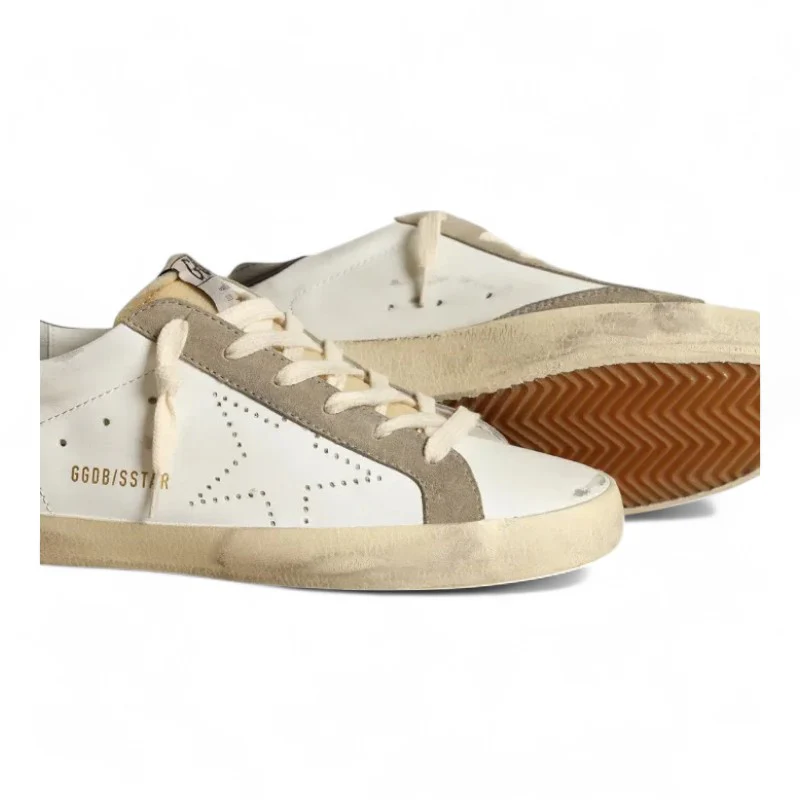 Super-Star sneakers with perforated star and glossy midnight-blue leather heel tab